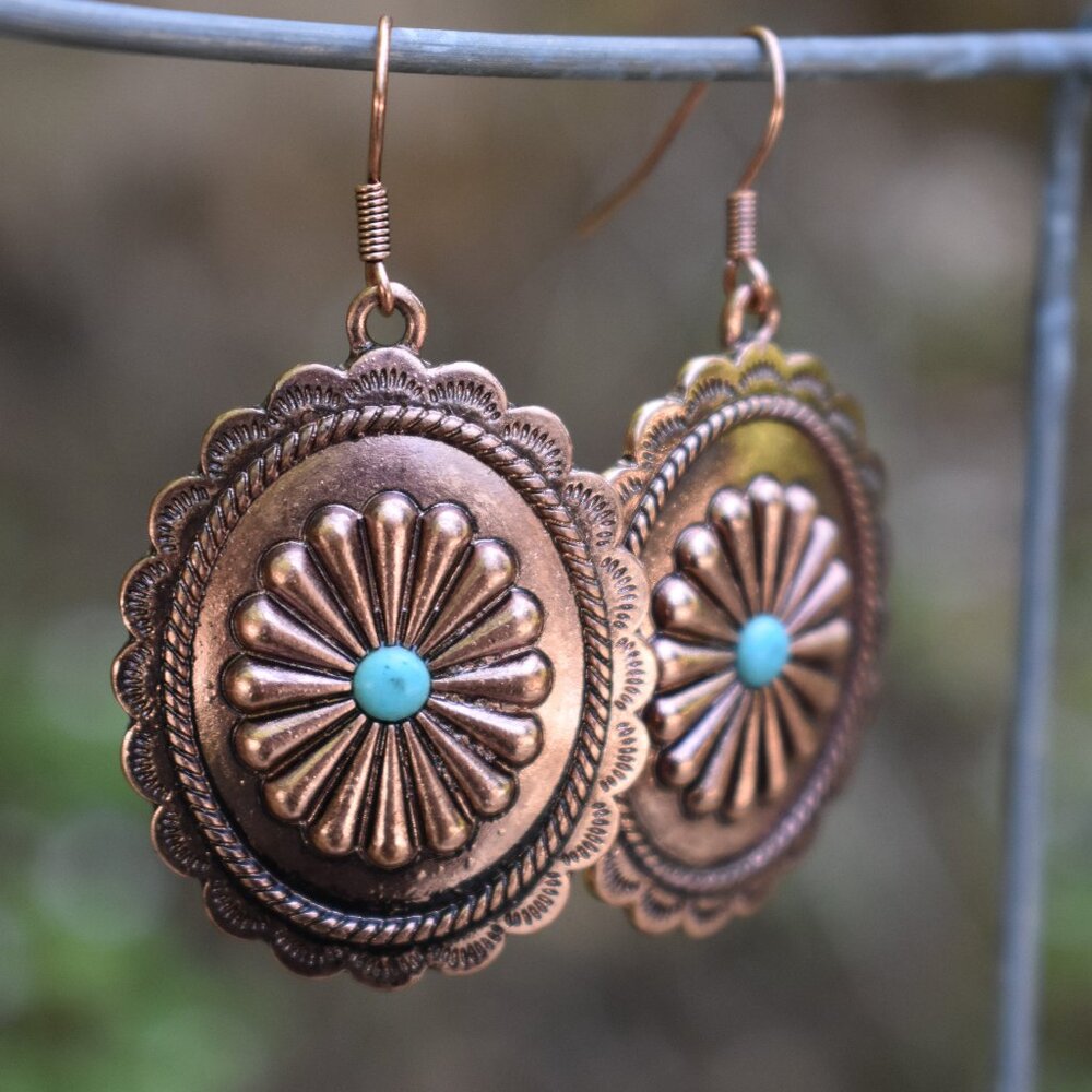 Copper Concho Earrings